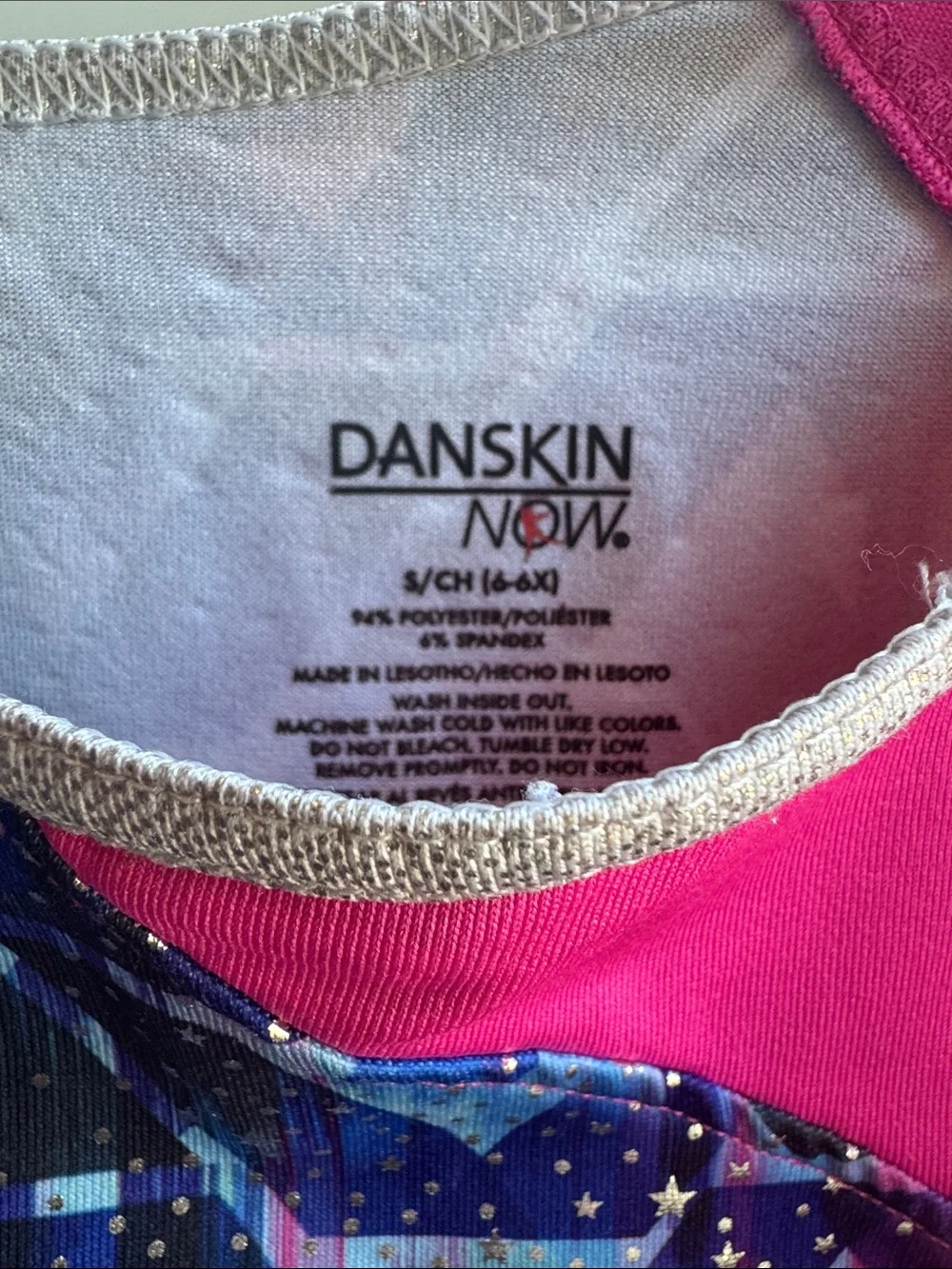 Danskin Now Girls' Long-Sleeve Leotard in Hot Pink & Galaxy Print 🤸‍♂️